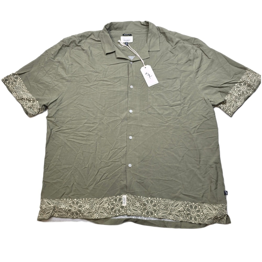 Civil Society Short Sleeve Shirt Mens 2XL Light Olive Relaxed‎ Fit Button Up NEW